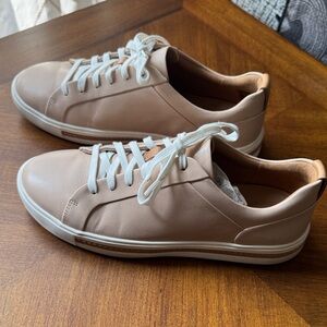 Clarks Women's Beige Leather Sneakers